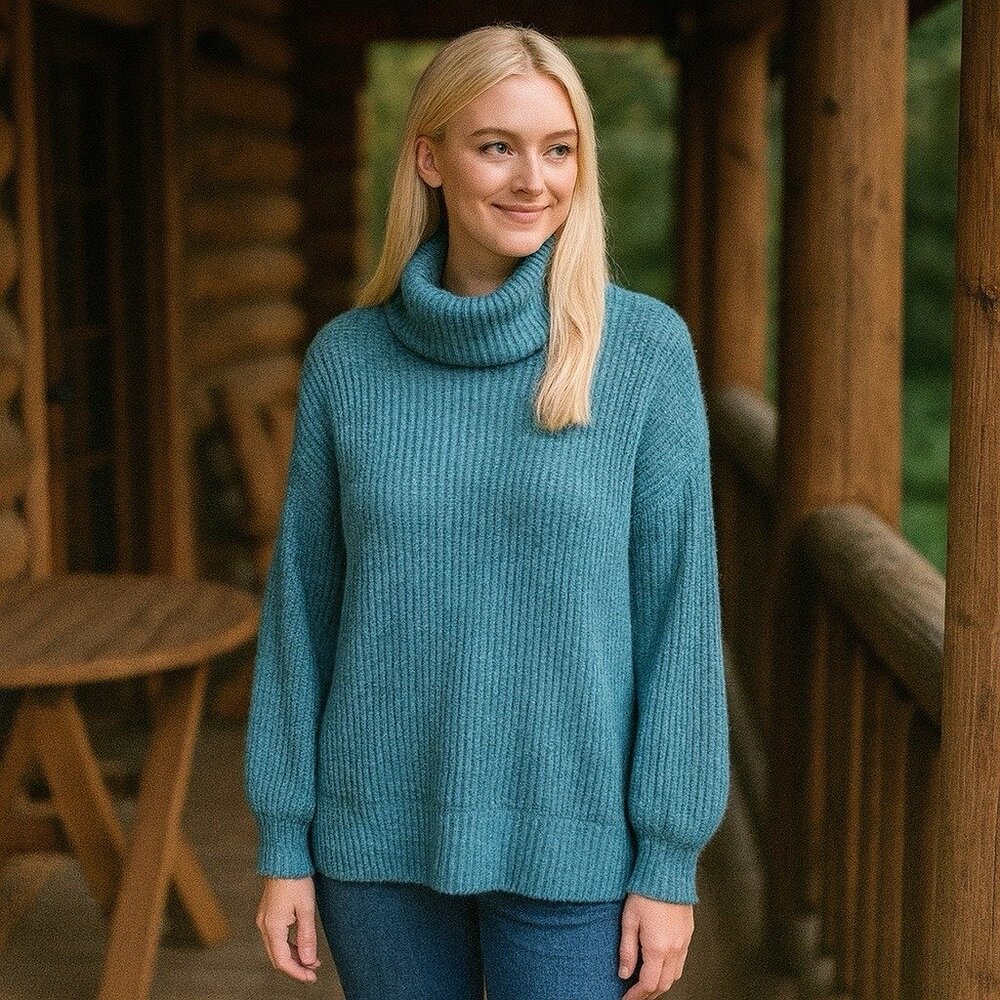 American Eagle Oversized Dreamspun Mock Neck Chunky Sweater Cozy Holiday XXL